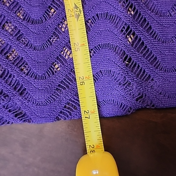 Chicos Size 3 Chevron 3/4 Sleeve Sweater Blue/Purple Wave pattern - Picture 7 of 8